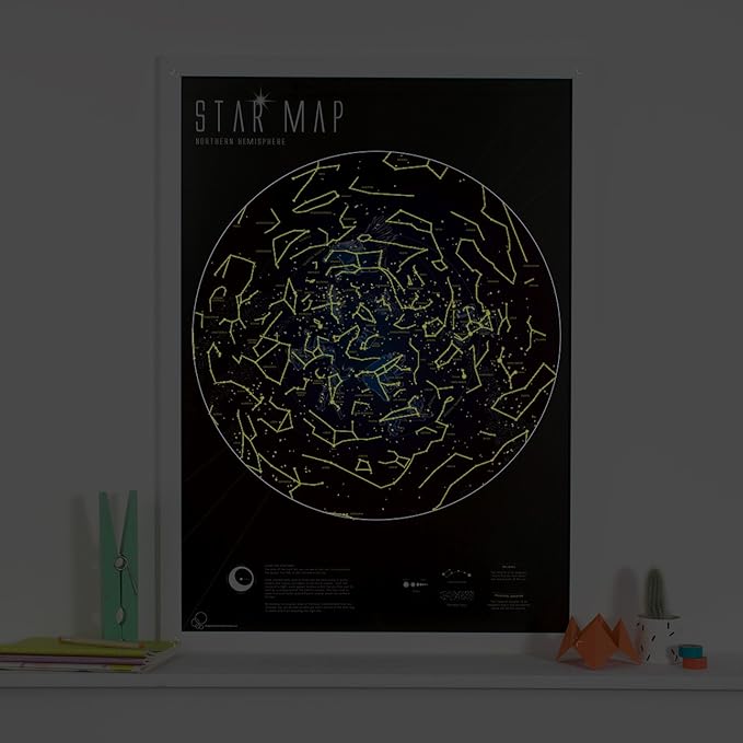 Maps International Glow in The Dark Constellation Map – Illuminates After Dark – 33 x 23