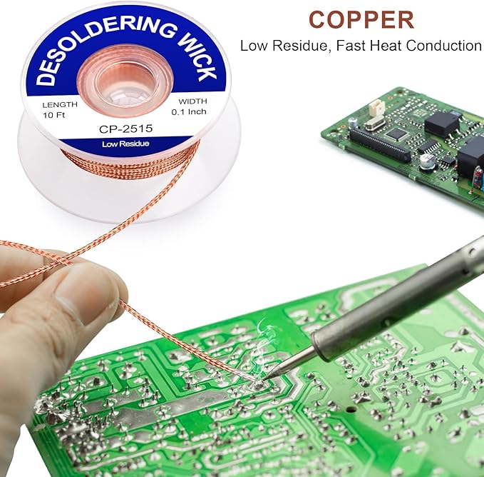 Solder Flux Paste And Solder Wick Braid, No Clean Soldering Flux(10cc) Soldering Remover Tool, 10ft Desoldering Wick Braid For Electronics Repair For Disassemble Electrical Components