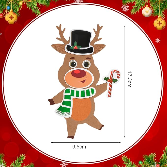 Fennoral 12 Pack Reindeer Crafts for Kids Make You Own Reindeer Foam Stickers Ornament DIY Christmas Arts and Crafts fo Kids Girls Boys Chirstmas Party Supplies Christmas Tree Decoration