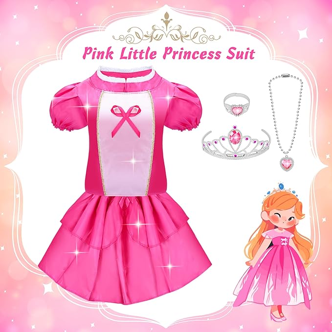 15 Pcs Princess Dress Up Clothes for Little Girl Set, Princess Pretent Play Outfit Toys for Toddler Girls, Cosplay Birthday Party Gifts for Girls Age 3 4 5 6 7 8+ Year Old