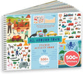 CUPKIN Sticker Book for Kids 2-4, 500+ Kids Stickers, All Around Town 12 Coloring Pages, 12 Side by Side Scenes, Fun Toddler Travel Activity Coloring and Sticker Books for Ages 4-8 + 8-10