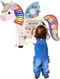 Unicorn Sensory Wall Panel for Kids - Activity Wall Busy Board Panels, Montessori Toddler Wall Activity Board, Wall Toys for Toddlers 3, Activity Cube, Perfect for Toddler Playroom, Pink