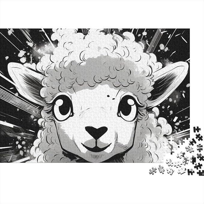 Sheep 500 Pieces 3D Animal for Adults Fun Thickened Wooden Jigsaw Puzzles Education Game Stress Relief Toy Toy Intellectual Game Decoration Challenge Educational 500pcs (52x38cm)