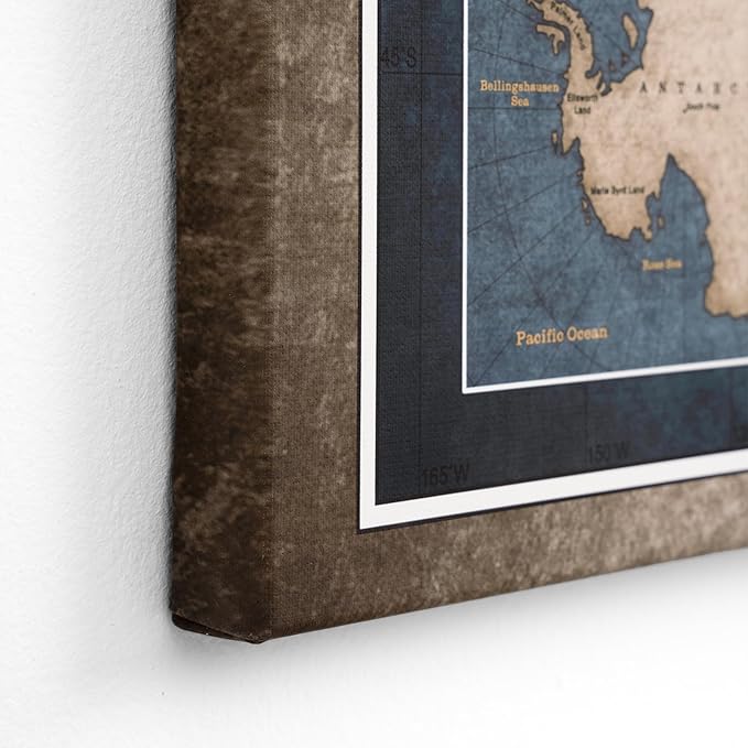 Canvas World Map with Cork Pin Board - English Lettering - Decorative Wall Decoration for All Rooms - Canvas Pictures with World Map Motif (90x60 cm, Pattern 13)