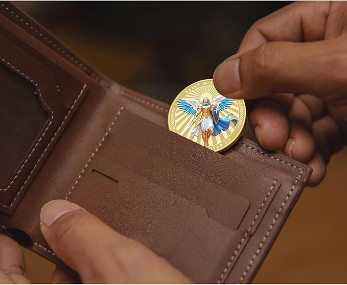 Saint Michael Watches Over Us Challenge Coin – Zinc Alloy Commemorative Coin – 3D Engraved Pocket Token Medallion for Collectors – Veterans Law Enforcement Military Police First Responder Gift
