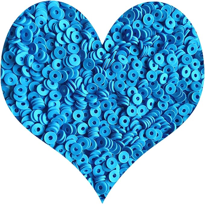 3000Pcs Clay Beads Flat Round Polymer Bead Vinyl Heishi Beads Flat Round Polymer Bead Flat Clay for Jewelry Making Necklace Bracelet (13-Blue)