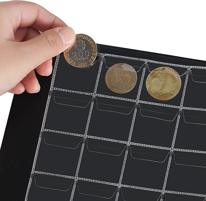 350 Pockets Coin Albums - 1.2x1.4 inch Grid Blue Coin Book 10 Pages Coin Collection Holder Letter Size Coin Storage Book 3.0x3.5 cm Pocket CS0235BL