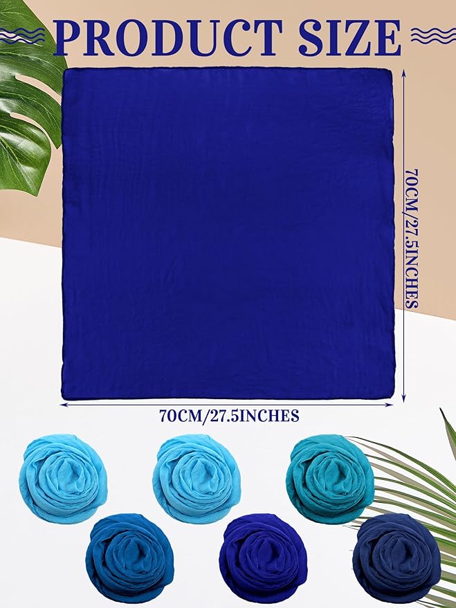 Boao 6 Pieces Chiffon Scarf 1950s Square Neck Head Scarfs Vintage Soft Polyester for Women Lady