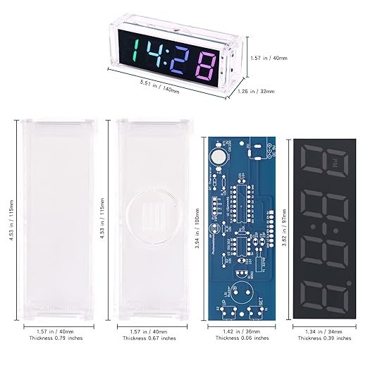Soldering Practice Kit DIY RGB Digital Tube Adjustable Multifunctional Alarm Clock Electronics Projects Soldering Kit Welding Skills Learn Soldering Kit for DIYers (04SZ01)