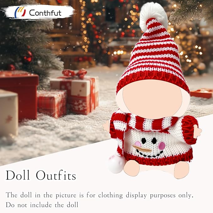 17cm Doll Clothes,15cm Dolls Christmas Outfit Set,Accessories for Dolls,Christmas Clothes Set for Dress Up (No Doll) (Red+White)