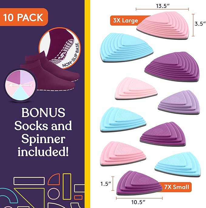 Special Supplies 10 Stepping Stones for Kids Indoor and Outdoor Balance Blocks Promote Coordination, Balance Strength Child Safe Rubber, Non-Slip Edging