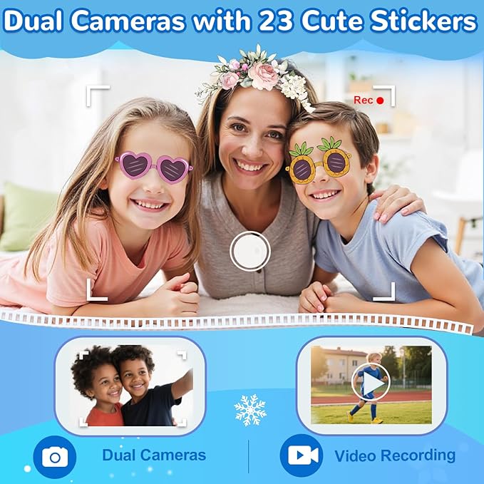 Lapare Kids Smart Phone Toys, 2.8'' Touchscreen HD Dual Camera Cell Phone for Kids, Birthday Gifts Dinosaur Toddler Play Phone for Boys 3-10, Travel Learning Toy with 32GB SD Card(Blue)