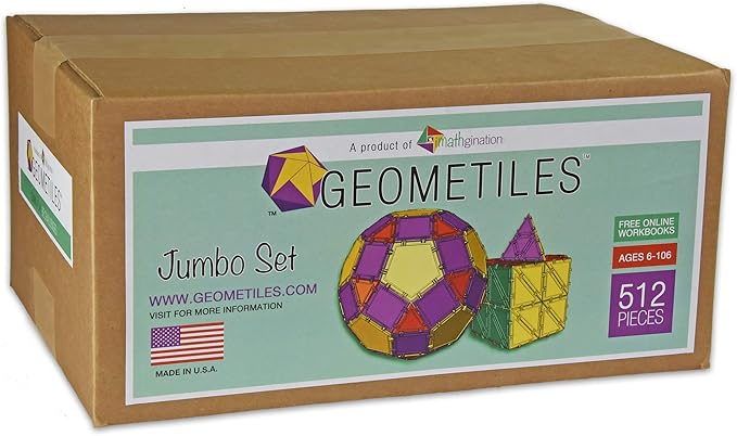 3D Building Set for Learning Math, Includes Many Online Activities, Jumbo Size, 512-pc, Made in USA