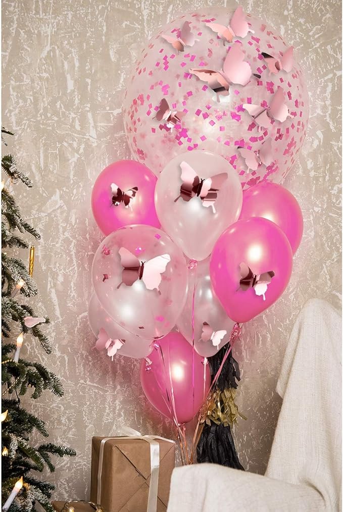 48 Piece DIY Mirror 3D Butterfly Stickers - Removable Decals for Home, Bedroom, Bathroom, Living Room (Rose Gold)