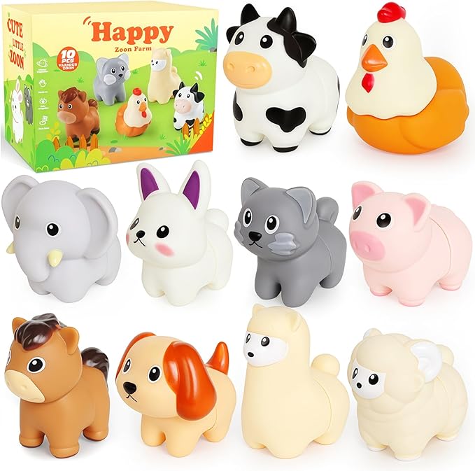 Toddler Toys,Montessori Preschool Learning Activities Animal Toy for Boys Girls,10 pcs Little People Animals Matching Games Fine Motor for Kids Ages 2-3