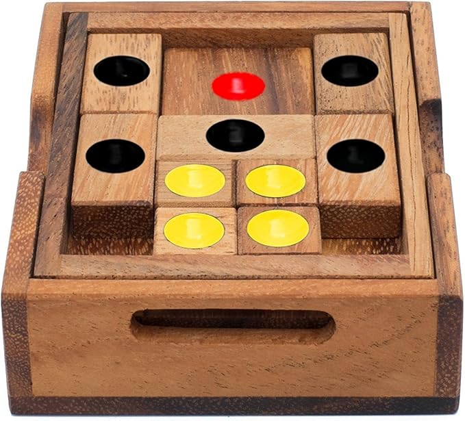 Setting Sun: STEM Sliding Block Puzzle AKA Huarong Dao or Klotski from SiamMandalay with SM Gift Box(Pictured) Improve Critical Logical Thinking with an Eco Friendly Handmade Educational Game