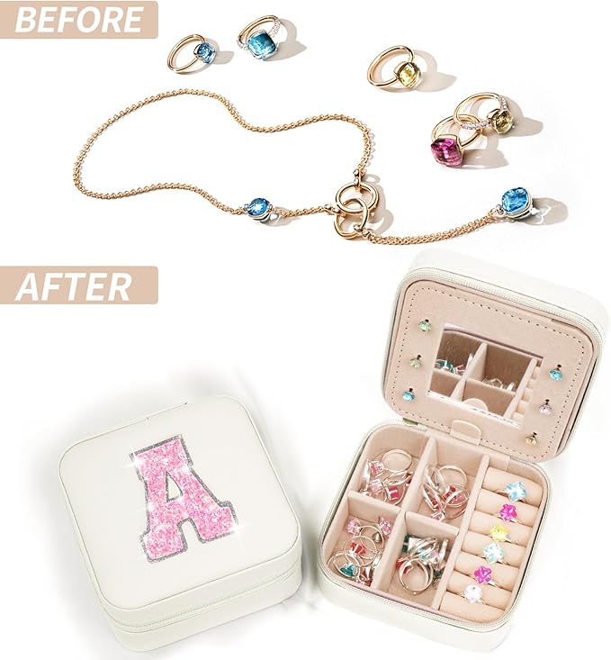 Graduation Birthday Gifts for 4 5 6 7 8 9 10 11 12 13 Year Old Girls,Gifts for Teens Kids Daughter Sister Her,Travel Jewelry Case Small Box Organizer for Women Cute Stuff | Cream,A