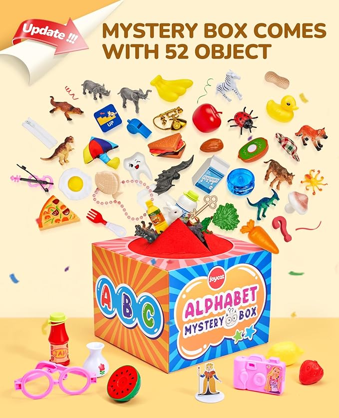 JoyCat Mystery Alphabet Box for Kids 52 PCS Letters Sorting Matching Game Activities Letter Sounds Fine Motor Learning Toys for Preschool Kindergarten Classroom - Halloween