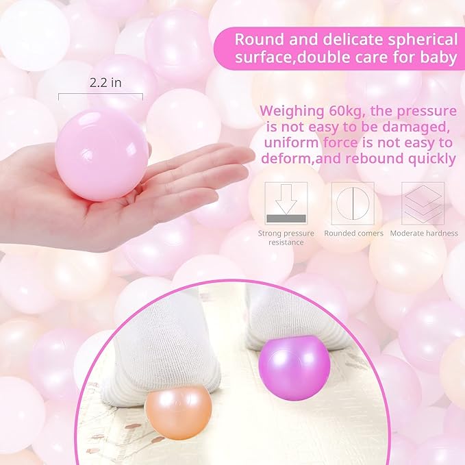 Ball Pit Balls Pack of 100 200 500 - Star and Round Set BPA Free Phthalate Free Non-Toxic Crush Proof Play Balls Soft Plastic Balls for Toddlers Baby Kids Birthday Pool Tent Party