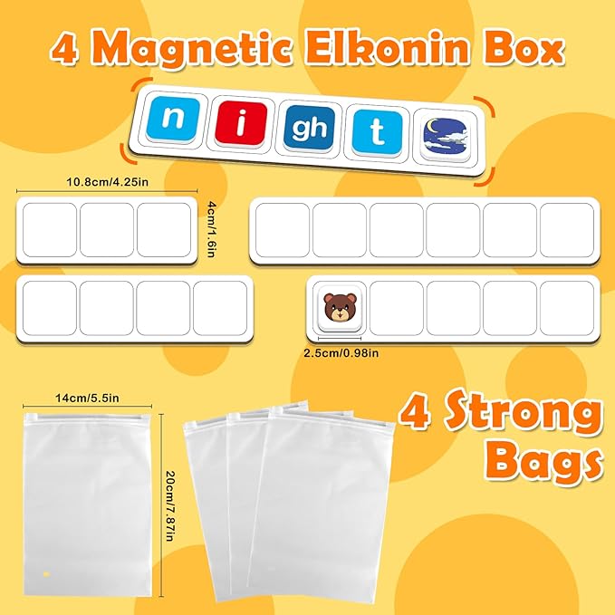 Aizweb Magnetic Letters, Phonics Games Letter Tiles Alphabet Magnets Learn to Read Spelling Phonemic Awareness Speech Therapy Science Reading Manipulative Elkonin Box Preschool Kindergarten Classroom