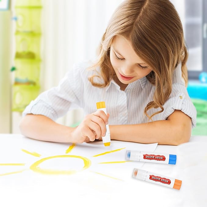 PATIKIL Tempera Paint Sticks, 6 Pcs Solid Tempera Paints Sticks Washable Bulk Markers Pen Quick Drying for Artists Beginners Art Supplies, Blue