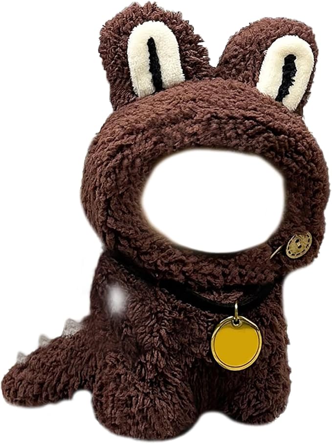 17CM Doll Clothes Set Brown Hood + Brown Jumpsuit + Gold Tag Necklace, Fashion Cute Dress-Up Clothes for Doll Accessories Outfit(No Doll Included)(LBB Clothes 1)