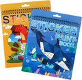 AEAHALY 2 Pack Crafts for Kids Ages 4-8 Paint by Sticker, Reusable Sticker Book for Kids Ages 4-8 Boys and Girls Birthday Gifts Party Favor, Travel Activity Book Set for Learning (Dinosaur+Ocean)