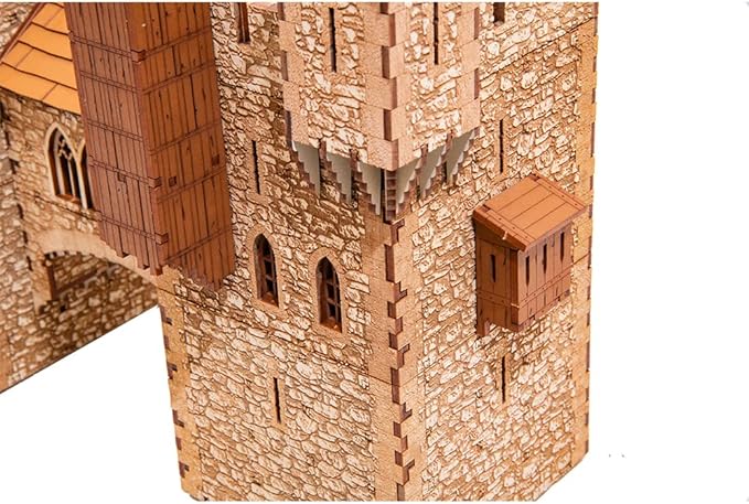 Rook P Castle Tower - 3D Wooden Puzzle - DIY 28mm Scale Model Building Kit - Educational Toy - Creative Gift - Tabletop Miniature Terrain Kit