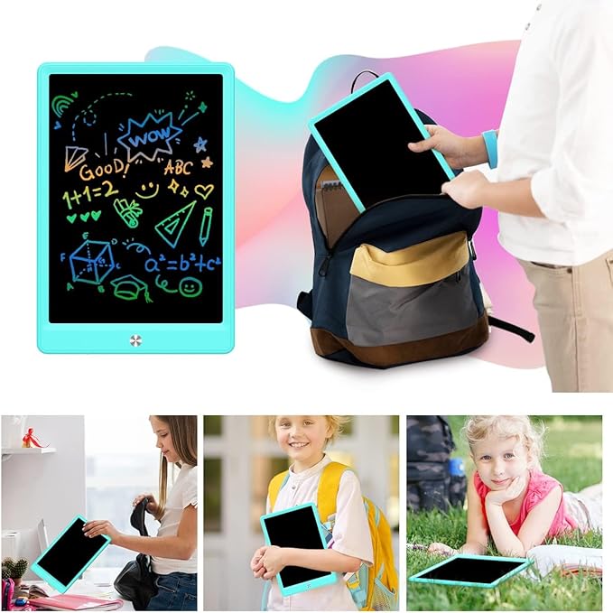 LCD Writing Tablet Doodle Board, Colorful Drawing Pad, Electronic Drawing Tablet, Drawing Pads,Travel Gifts for Kids Ages 3 4 5 6 7 8 Year Old Girls Boys (10.5 inch, Blue&Orange)