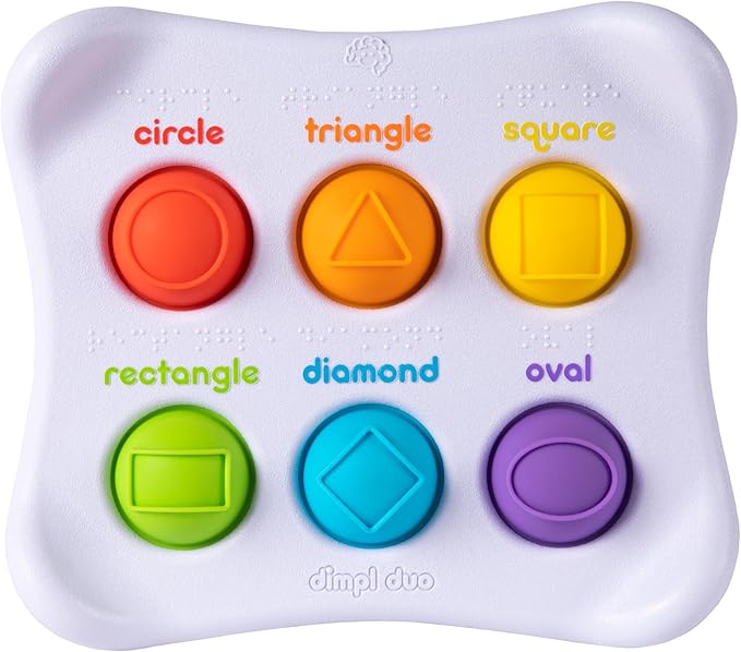 Fat Brain Toys Dimpl Duo, Early Learning Sensory Toy for Babies 1 Year+ & Toddlers, Interactive Baby Toys with Braille, Fidget Toys