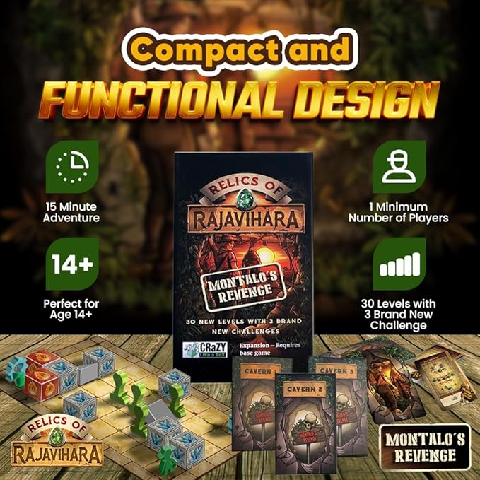 Montalo’s Revenge Expansion Pack for Relics of Rajavihara – an Epic Adventure for Fans of Strategy, Tabletop, and Solo Player Board Games