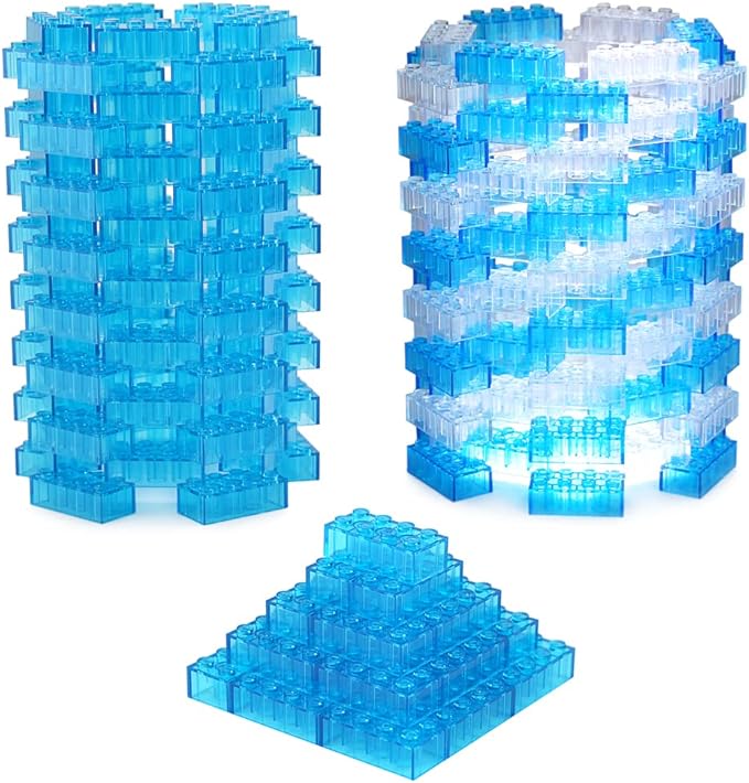 Feleph 100pcs 2x4 Bricks Trans-Medium Blue Pieces Parts Building kit Creative Play Set Blocks Classic Toy Accessories Compatible with 3001 Major Brands