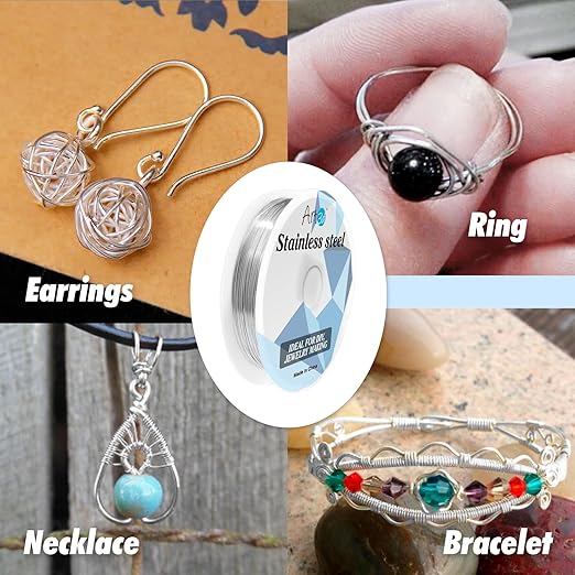 Art3d 18 Gauge Stainless Steel Wire, Bendable Soft Crafting Wire for Jewelry Making Earring Beading DIY Wrapping Sculpting - 120 FT Silver
