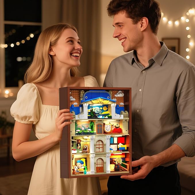 Artworks Painting Frame Building Set with Lights, Artistic Painting Building Brick for Home Office Decor, Collectible Art Building Block Kit for Adults Boys Girls Ages 12+ (Not Wall-Mountable)