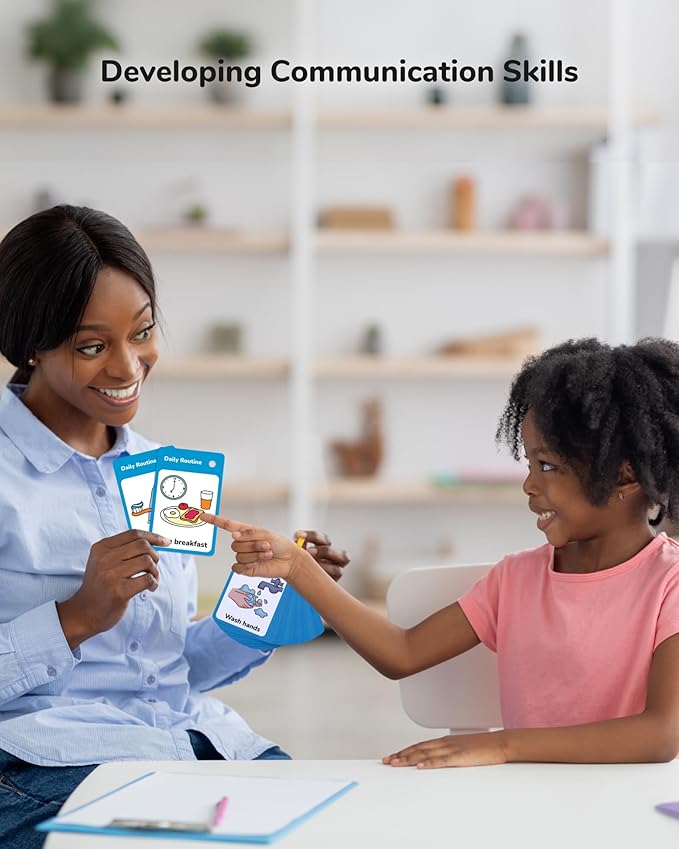 CHEFAN 110 PCS Autism Communication Cards for Speech Delay, Special Needs Visual Aid Language Learning Cue Cards Special Ed Feelings Emotions Flash Cards for Autism Communication