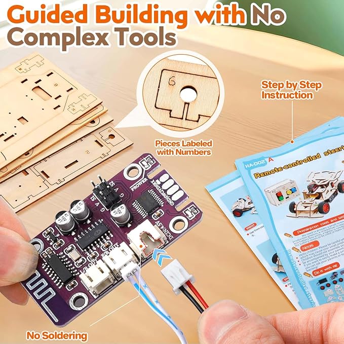 STEM Science Kits for Kids Age 8-12 - Building Remote Control Model Car Kits, 8 9 10 Year Old Teen Boys Gifts - 3D Wooden Puzzles Toys for Ages 8-13 - DIY STEM Crafts Educational Toys