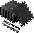 Shihanee 16 Pcs Foam Floor Baby Tiles 11.81 x 11.81 inches Foam Floor Mats Play Mats Bulk with Borders Interlocking for Kids Baby Playroom Nursery Gym（Black）