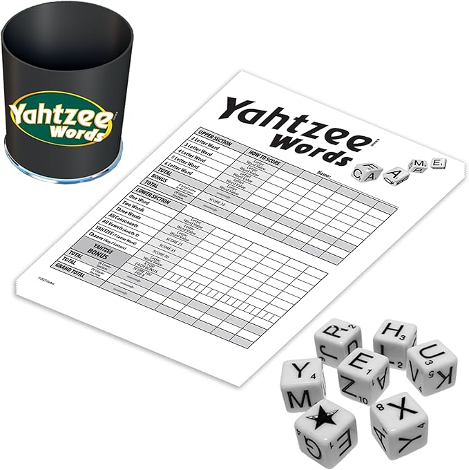 Winning Moves Yahtzee Words Games USA, Family Word Game Version of Yahtzee for 2 or More Players, Ages 8+