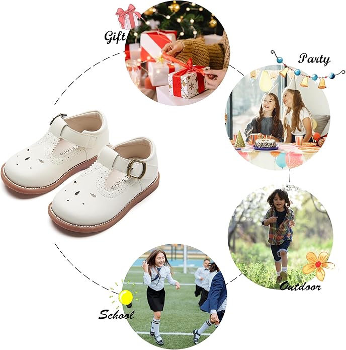 Felix & Flora Toddler Little Girl Mary Jane Dress Shoes - Ballet Flats for Girl Party School Shoes