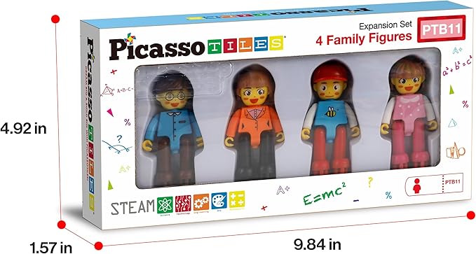 Picasso Toys Hedgehog Blocks 4 Family Action Character Figures Toddler Toy Construction Building Tile Block Expansion Pack Educational Add-on STEM Learning Smart Game Kit Toys Pretend Playset Age 3+