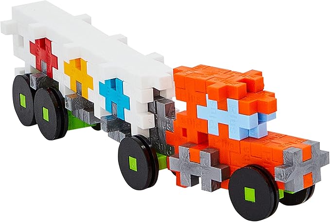 PLUS PLUS Vehicle Building Block Kit, 3D Puzzle Stem Toy for Kids, 70 Interlocking Pieces - Truck Mini Maker Tube