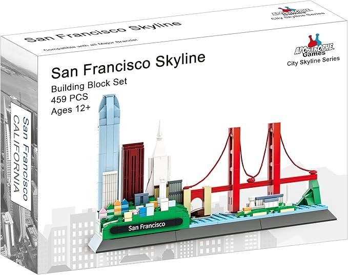 Apostrophe Games San Francisco Skyline Building Block Set (459 Pieces) Features Golden Gate Bridge and More - Architecture Landmark Model for Kids and Adults