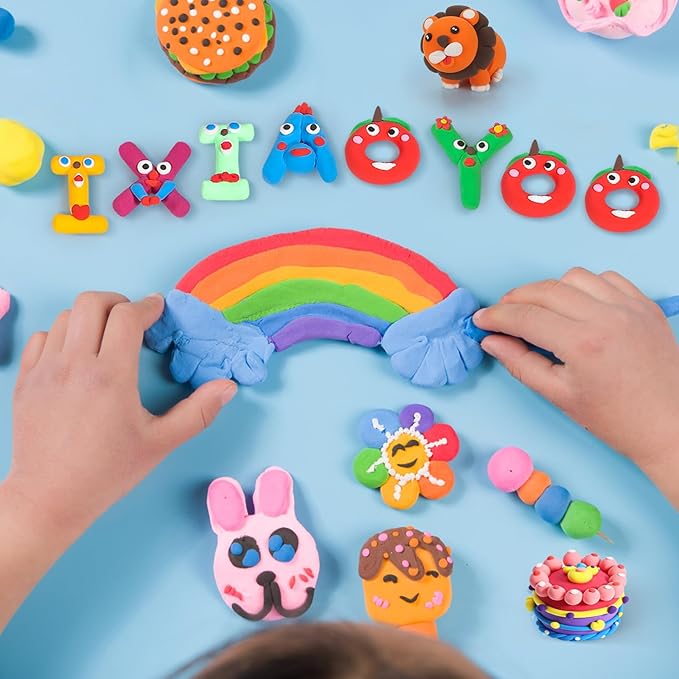 Air Dry Clay for Kids, 158 Colors DIY Modelling Clay Kit，Arts & Crafts Set for Schoo, Safe & Non-Toxic Birthday for Boys Girls Ages 3-12