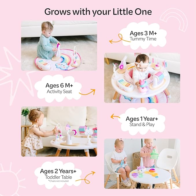 Move2Play 4-in-1 Baby Activity Center | Montessori-Inspired Design | 8 Interactive Toys | Tummy Time, Exersaucer & Toddler Table | Shower Gift | Essential | Must Have for 3, 6, 12 Month Old