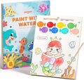 Paint with Water Books for Toddlers, Mess Free Watercolor Painting Activity for Kids Ages 1-3, 2-4, 4-6, Art Craft Coloring Gift with Brush, Airplane Travel Activities for Toddlers, Ocean Animals