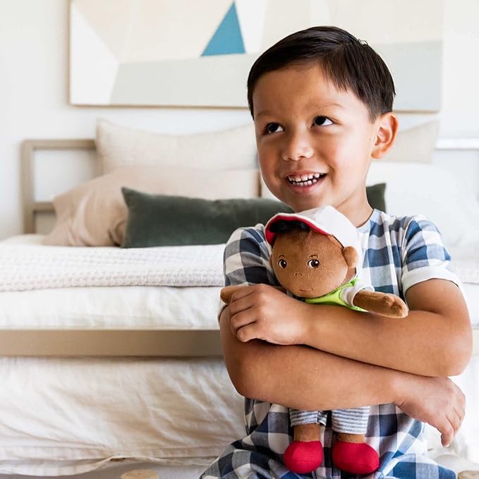 HABA Soft Doll Mason – 11.5" Plush Baby Boy Toy with Black Hair and Soft Toddler Companion for Ages 6 Months and Up, First Doll Gift for Kids, Machine Washable, Huggable & Durable