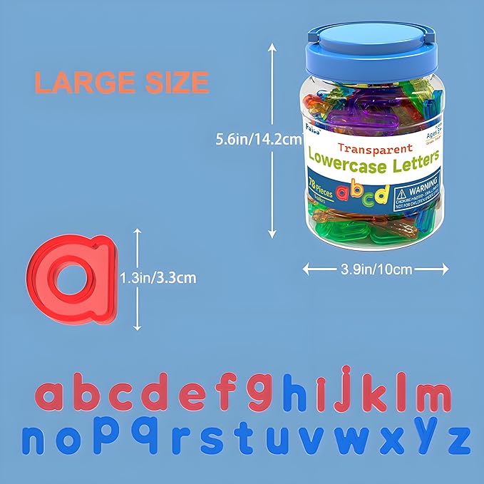 Translucent Lowercase Letters, 78 Pcs, Light Table Toys and Manipulatives for Kids