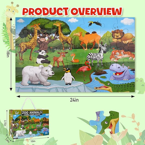35 Pieces Jumbo Floor Puzzle for Kids Animal Jigsaw Puzzles Large Puzzles for Toddler Ages 4-8, 3-5, Educational Development Toys Giant Floor Puzzle (Animal Paradise)