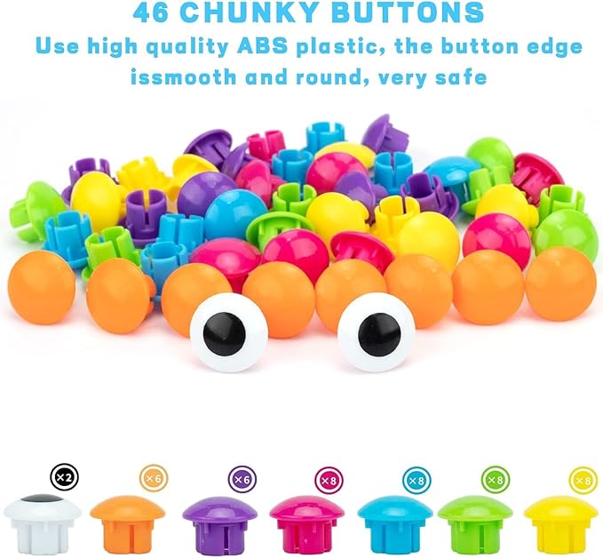 Button Art Toys for Toddlers, Color Matching Mosaic Pegboard for Age 3-5,Early Preschool Learning Activity Button Crafts Educational Toys, Fine Motor Skills Game, Gifts for Boys & Girls 3+