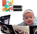 Happy Start High Contrast Baby Soft Book - Sensory Cloth Book for Newborns and Infants 0-12 Months with Mirror, Crinkle & Squeaker | Baby Tummy Time Toy, Crib, Stroller & Travel Developmental Toy